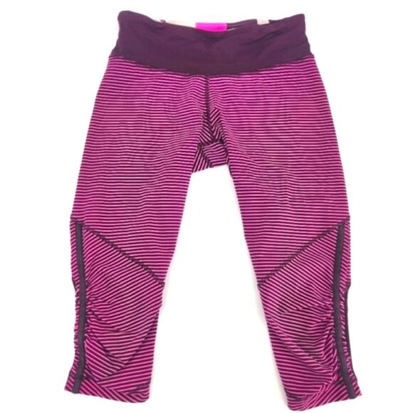 Lululemon Run For Your Life Crop Pants Womens 6 Hyper Stripe Raspberry Glo Light - Picture 1 of 7